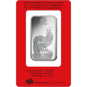 Pamp Suisse Lunar Rooster 1oz Silver Bar BackB